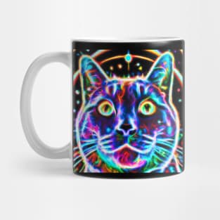 Neon Cosmic Synth Cat Mug